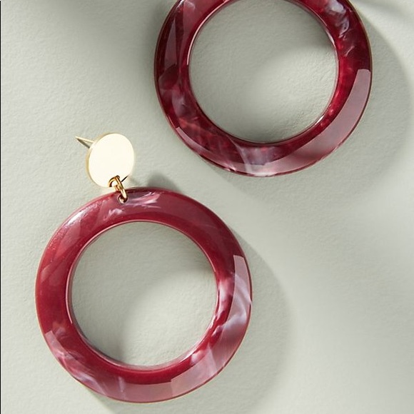Cairo Red Marbled Hooped Earrings - Picture 1 of 3